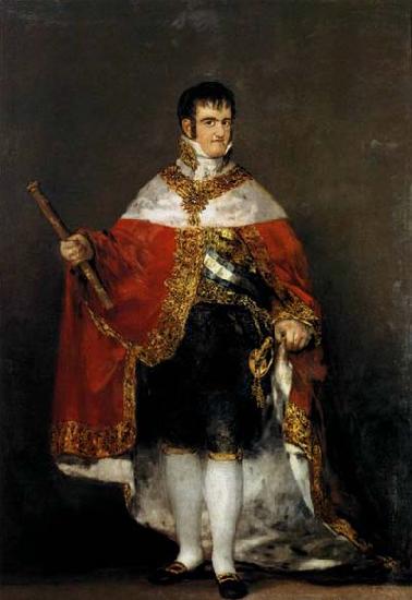 Francisco de goya y Lucientes King Ferdinand VII with Royal Mantle oil painting picture